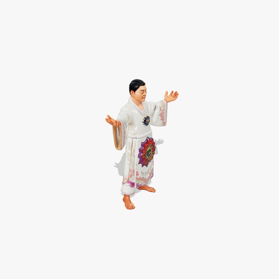 Tranquil Monk Rigged and Animated D Character Model